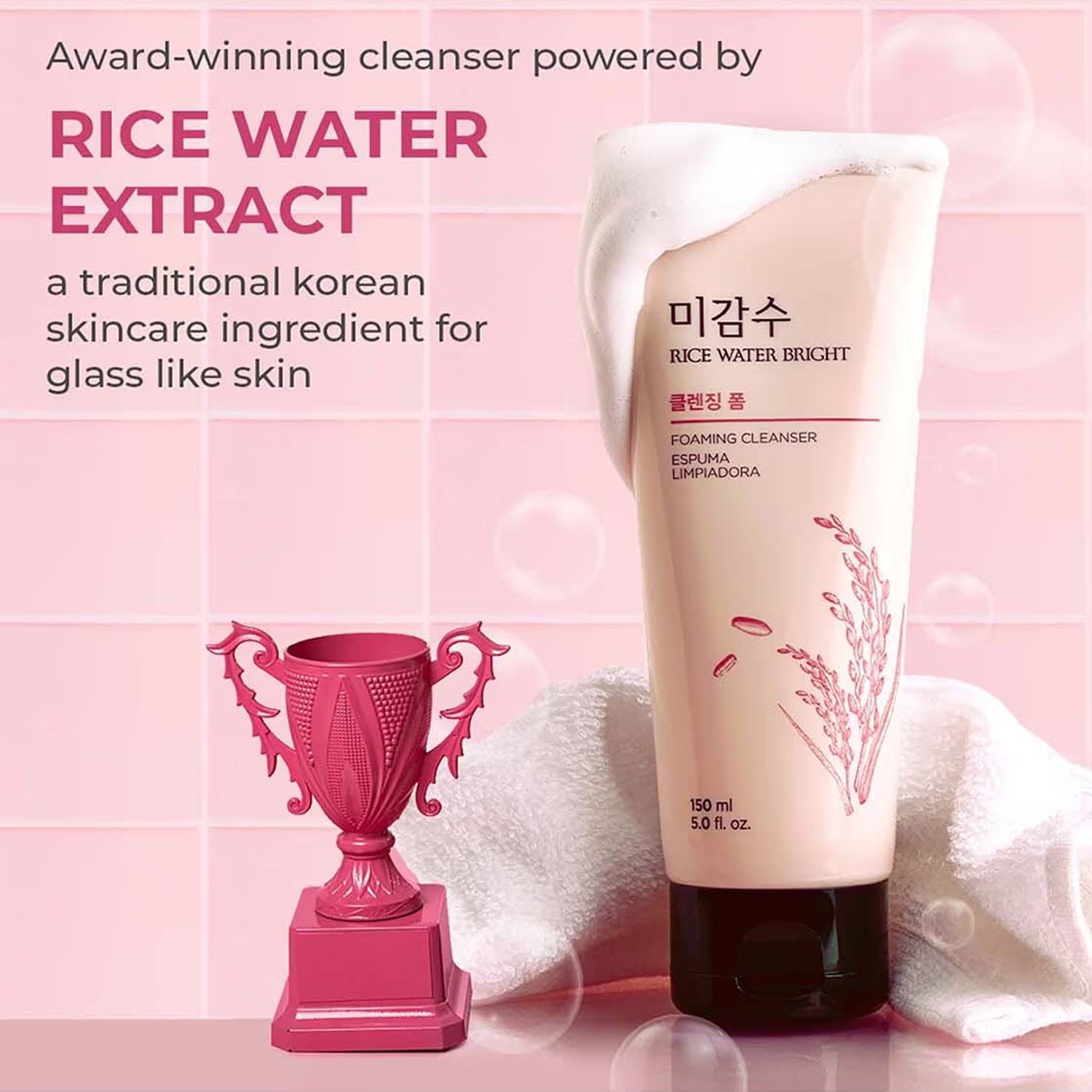 The Face Shop Rice Water Bright Facial Foaming Cleanser - 150ml - Image 3